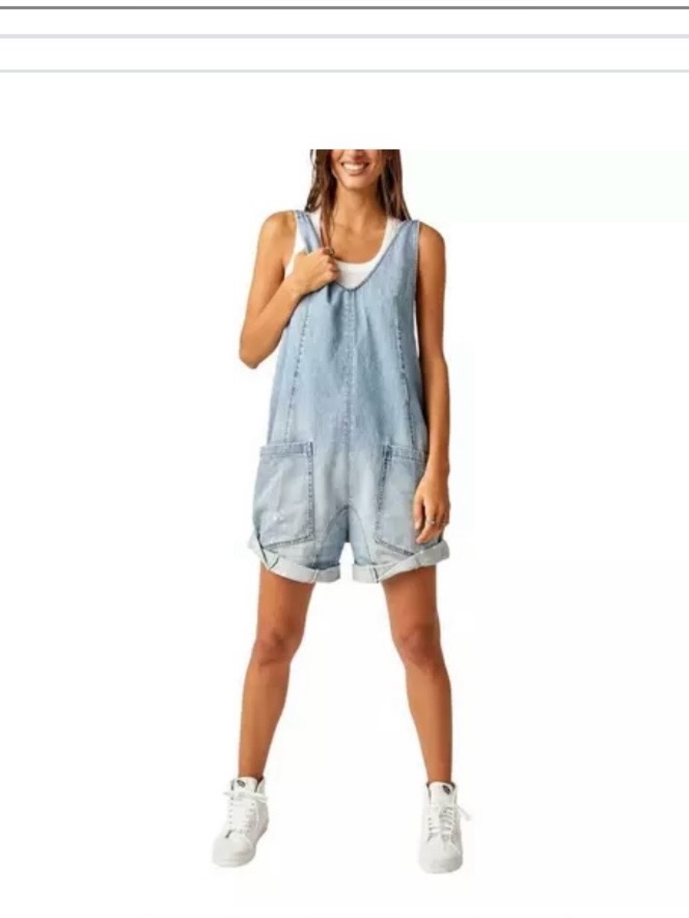 Free People High roller denim overalls